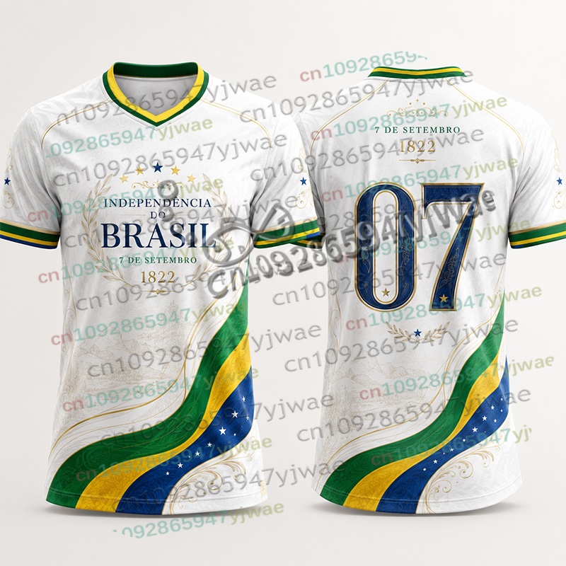 Street Fashion Brazil - 2026年 メンズ ブラジル独立記念日 サッカーユニフォーム 9月7日 愛国的なフットボールシャツ