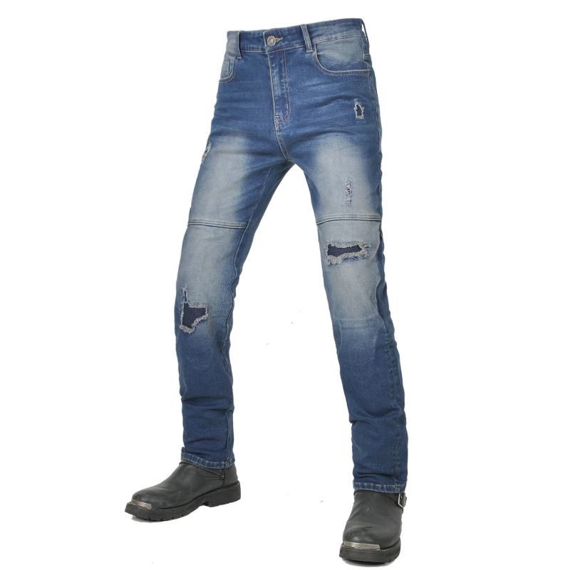 Distressed Jean Rip - 2026年ファッション レディース バイク用保護ジーンズ、ウォッシュ加工 ダメージ加工 ヴィンテージ ストレートレッグ