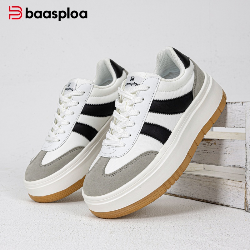 Street Fashion Walk - Baasploa 女性プラットフォームスニーカー分厚い厚底カジュアルウォーキングシューズ女性用ファッションレースアップコンフォートストリートスタイルノンスリップ
