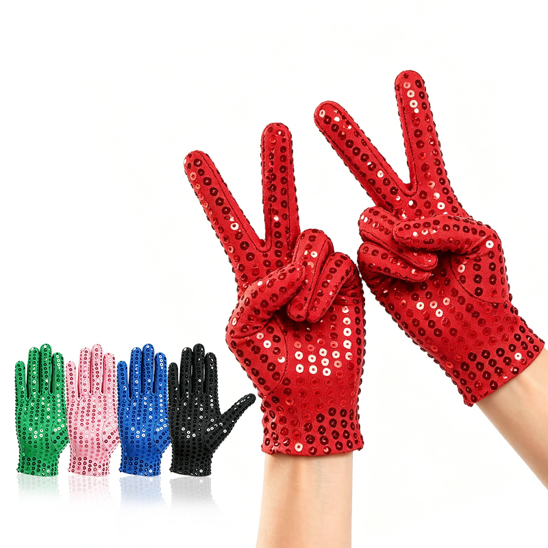 Street Fashion Gloves - 男性と女性のためのフェスティバルスパンコールグローブ、大人向けの薄いダンススタイル、ナイトダンス、ファッショナブルなパフォーマンスデコレーショングローブ