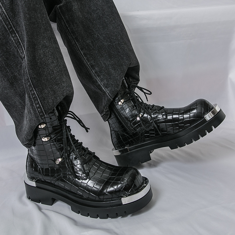 Street Fashion Walk - 高品質ハイカットメンズアウトドアハイキングブーツ、ファッショントレンドストリートスタイル、厚底メンズレザーブーツ、快適カジュアルウォーキングブーツ