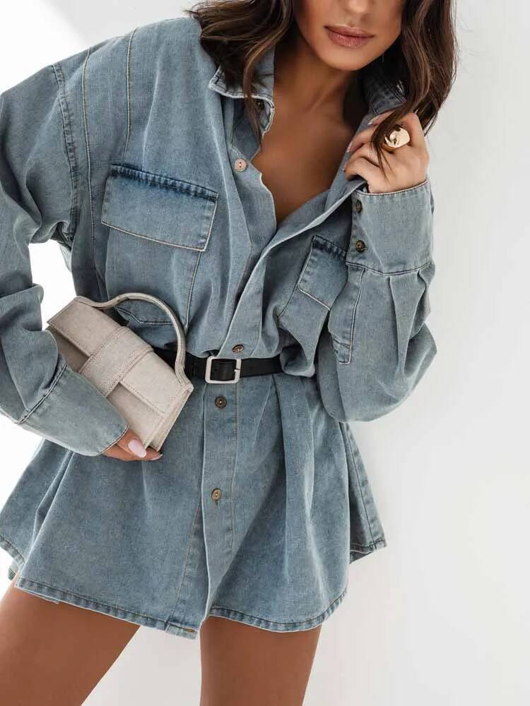 女性デニムオーバーサイズシャツジャケットヴィンテージルーズブ - Street Fashion Taiwan のレビューと価格