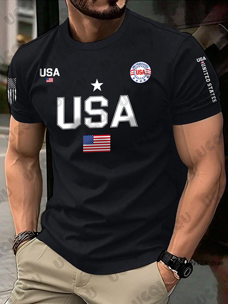 2026 新米国旗グラフィック男性サーフィン Tシャツ夏のス - Street Fashion Usa のレビューと価格