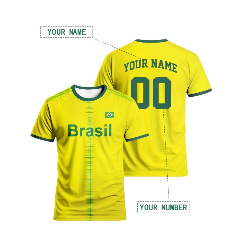 3DプリントブラジルスポーツTシャツ メンズ向け カスタムパ - Street Fashion Brazil のレビューと価格