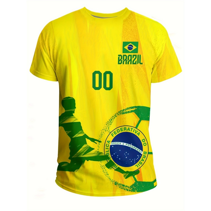 3DプリントブラジルスポーツTシャツ メンズ向け カスタムパ - Street Fashion Brazil のレビューと価格