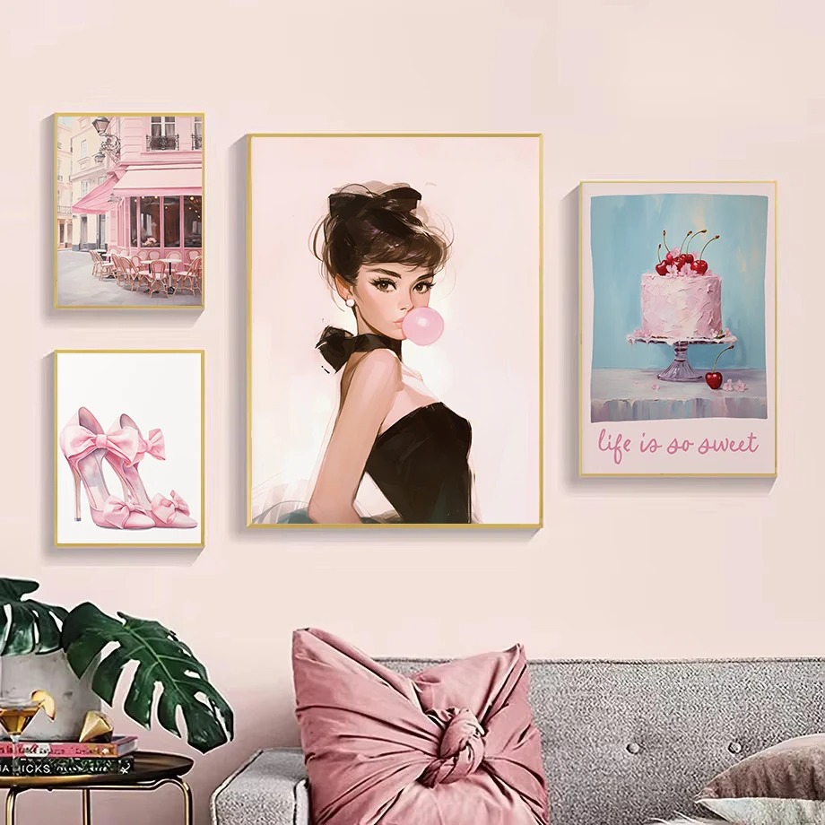 パリのストリートビルのキャンバス絵画,ファッションの女の子, - Street Fashion Poster のレビューと価格
