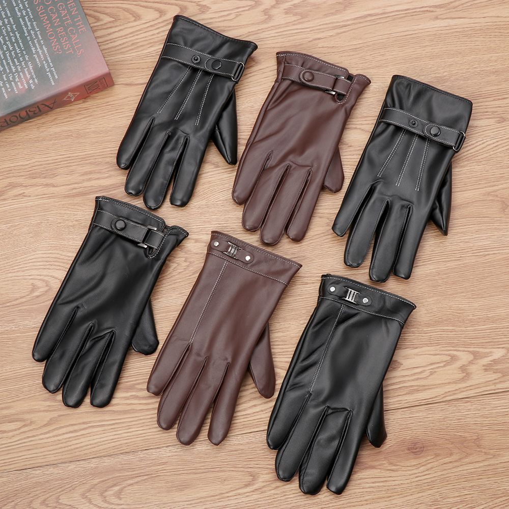 メンズフリースサーマルレザーグローブ、ウォーム、タッチスクリ - Street Fashion Gloves のレビューと価格