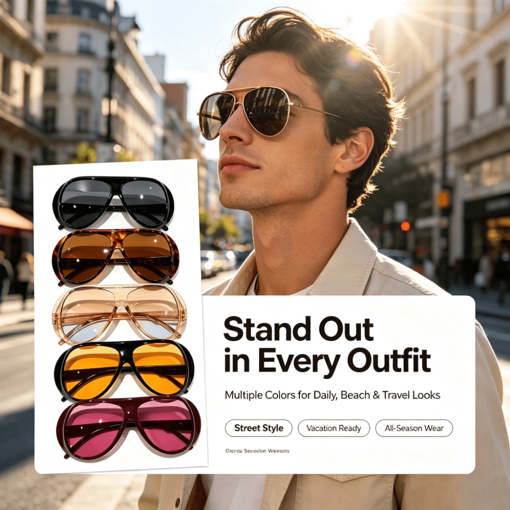 5個セット - トレンド感あふれる大ぶりのフレームのサングラ - Street Fashion Events のレビューと価格