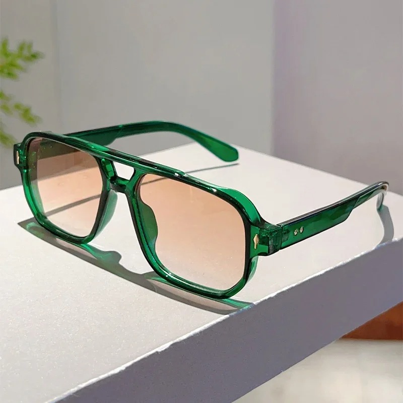 新しいヴィンテージダブルブリッジスクエアサングラスファッショ - Street Fashion Glasses のレビューと価格