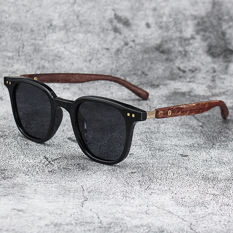 トレンディな男性ヴィンテージ木製フレームサングラスクラシック - Street Fashion Glasses のレビューと価格