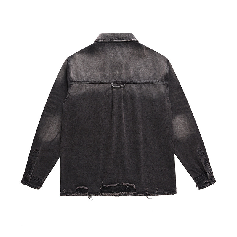 メンズハイストリートリップドジーンズジャケットファッションス - Street Fashion Denim のレビューと価格