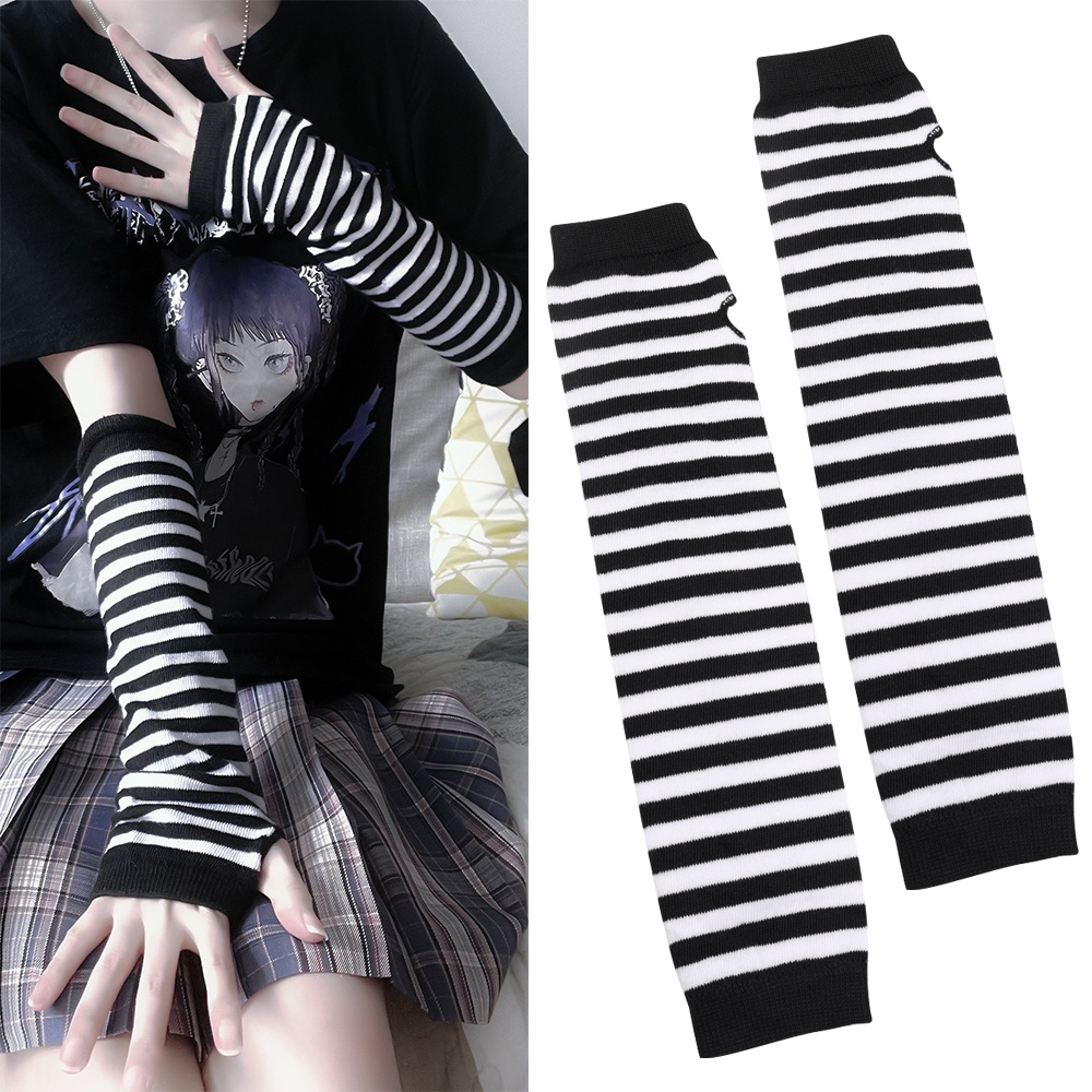 1 ペアハーフフィンガーリストガードウォーマーニット指なしロ - Street Fashion Gloves のレビューと価格