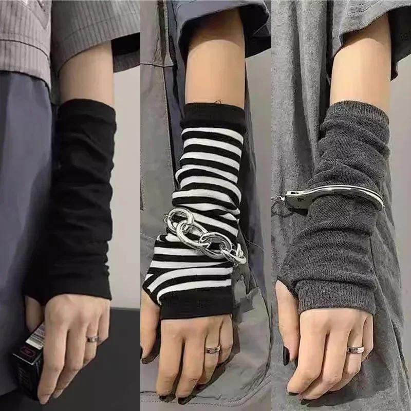1 ペアハーフフィンガーリストガードウォーマーニット指なしロ - Street Fashion Gloves のレビューと価格