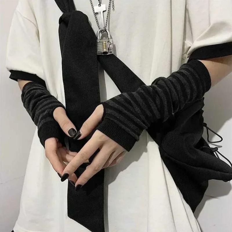 1 ペアハーフフィンガーリストガードウォーマーニット指なしロ - Street Fashion Gloves のレビューと価格