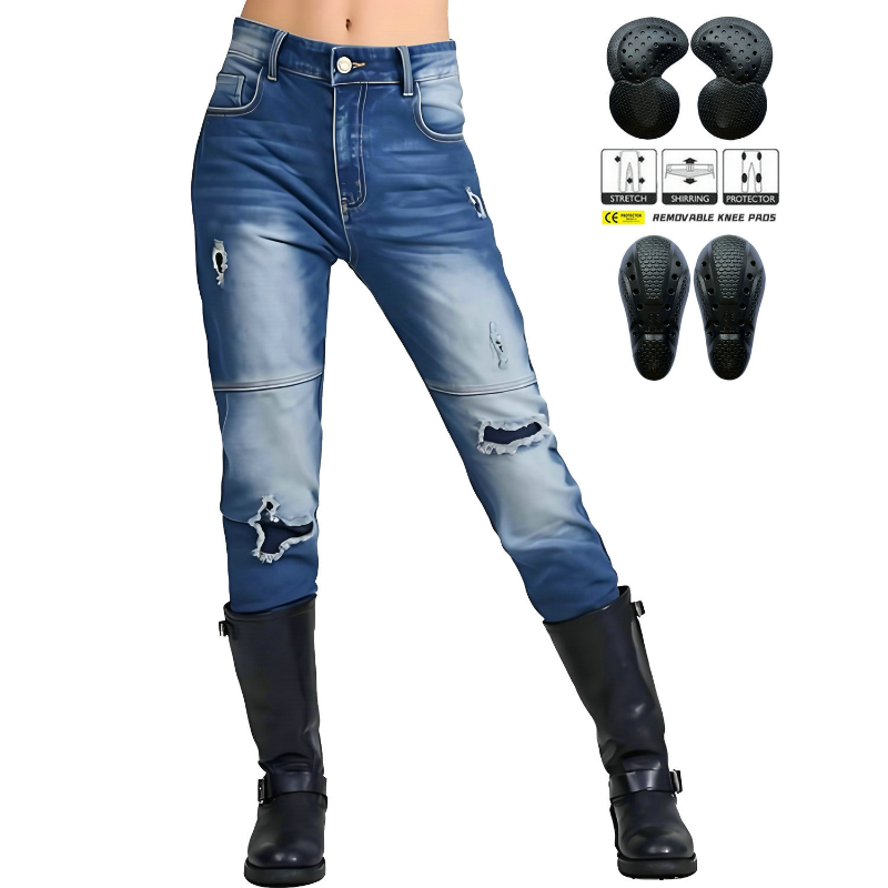 2026年ファッション レディース バイク用保護ジーンズ、ウ - Distressed Jean Rip のレビューと価格