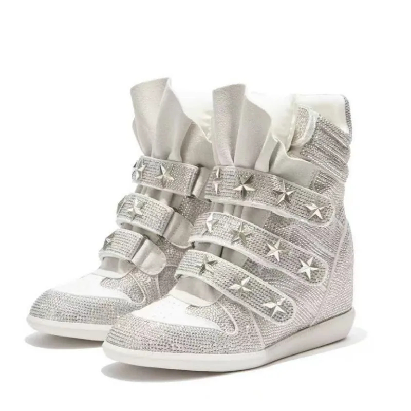 レディースラインストーンアンクルブーツ、女性用ファッションレ - Street Fashion Walk のレビューと価格