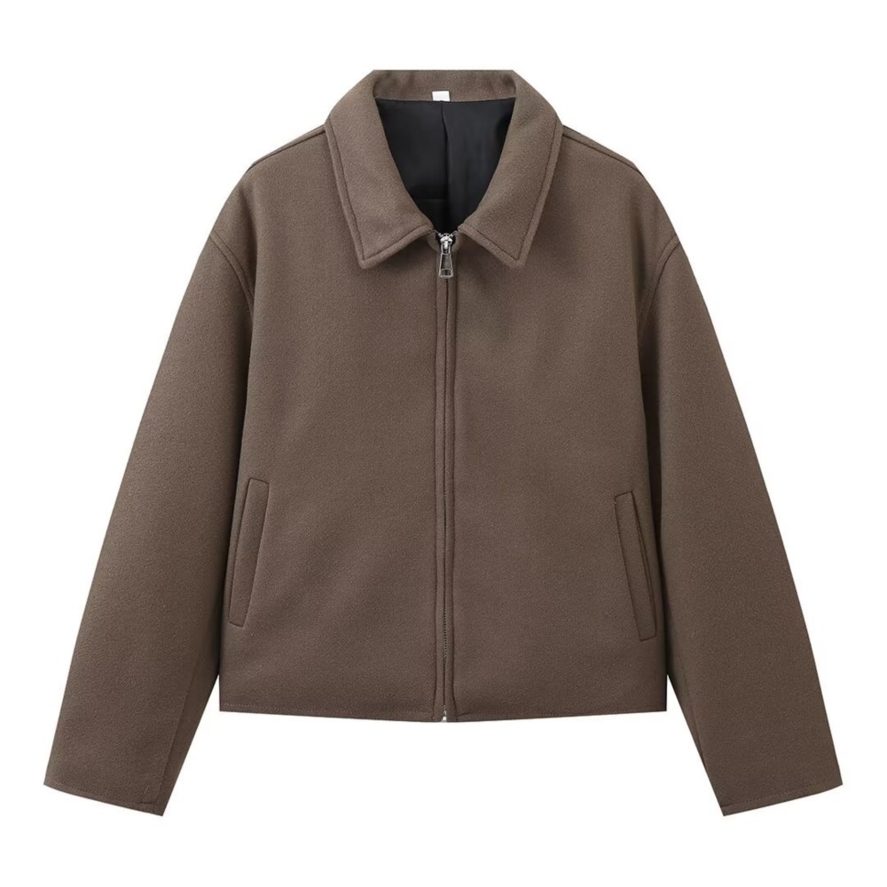 ヴィンテージソリッドブラウンターンダウンカラーコート女性のた - Street Fashion Shanghai のレビューと価格