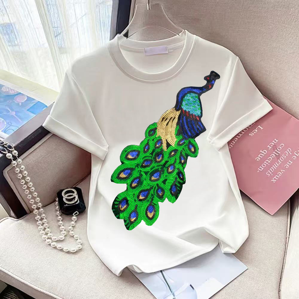 韓国ファッションピンク刺繍クマビーズ Tシャツ女性ヴィンテー - Street Fashion Shanghai のレビューと価格