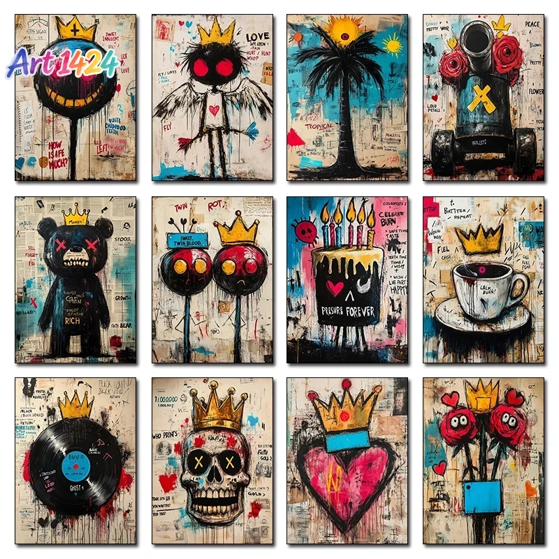フレームなしのキャンバス絵画1枚。ファッション、王冠、風船、 - Street Fashion Poster のレビューと価格