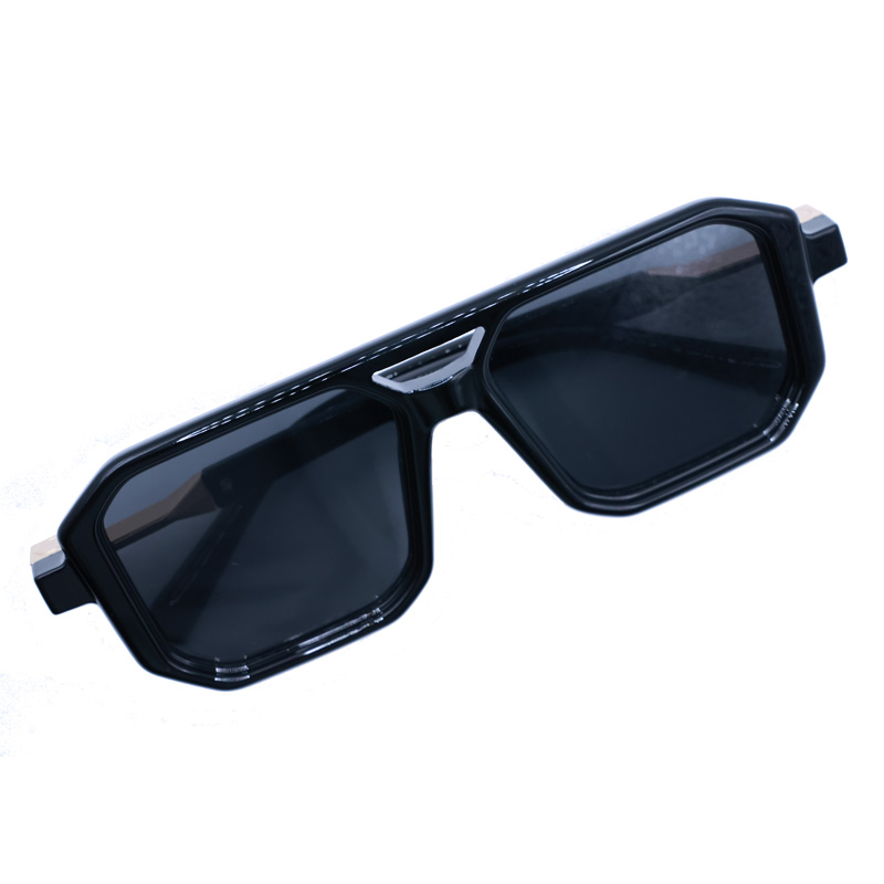 ブラックレトロボックスサングラス、ユニセックスダブルビーム、 - Street Fashion Glasses のレビューと価格