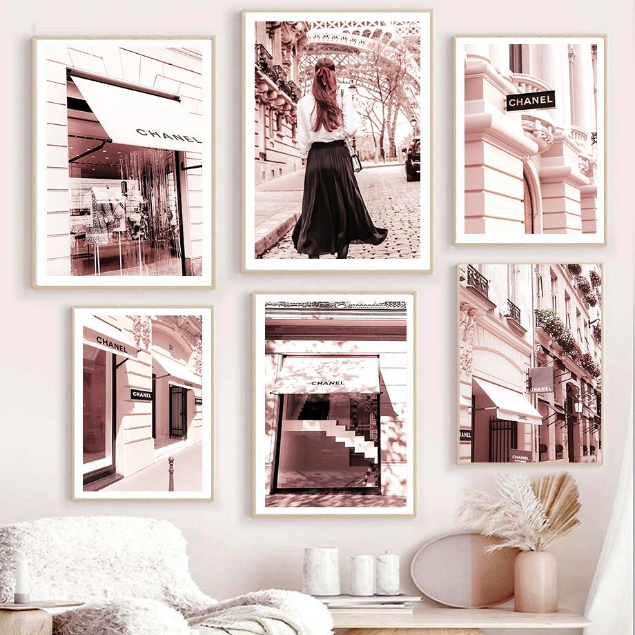 パリタワーストリート高級店ピンクファッションポスター北欧壁ア - Street Fashion Poster のレビューと価格
