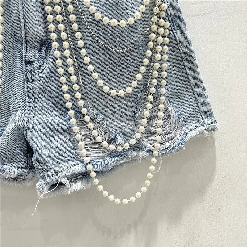 ダメージ加工ジーンズデニムショートパンツウォッシュドジーンズ - Distressed Jean Rip のレビューと価格
