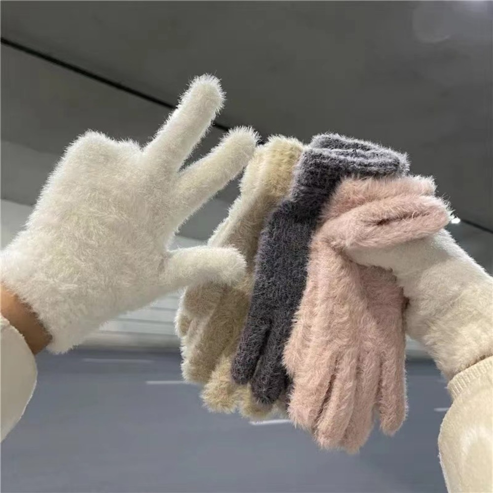ファッション厚手の毛皮手袋 防寒保温 五指手袋 防風 無地  - Street Fashion Gloves のレビューと価格