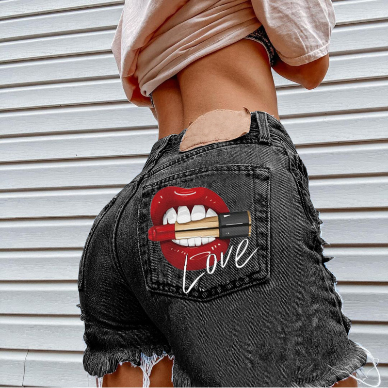 夏のトレンドレディースリップスティックストリートスタイルシャ - Street Fashion Denim のレビューと価格