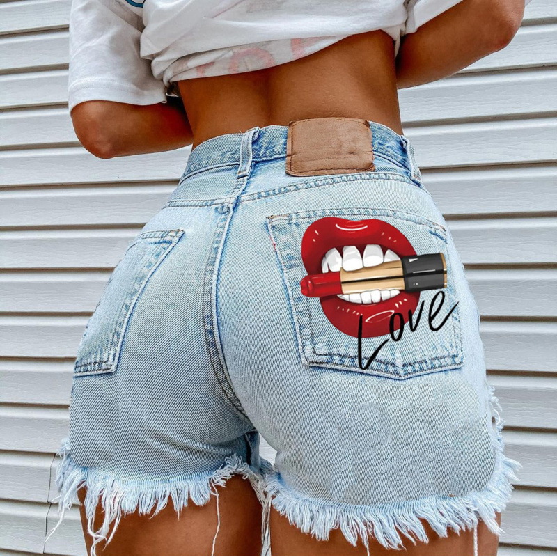 夏のトレンドレディースリップスティックストリートスタイルシャ - Street Fashion Denim のレビューと価格