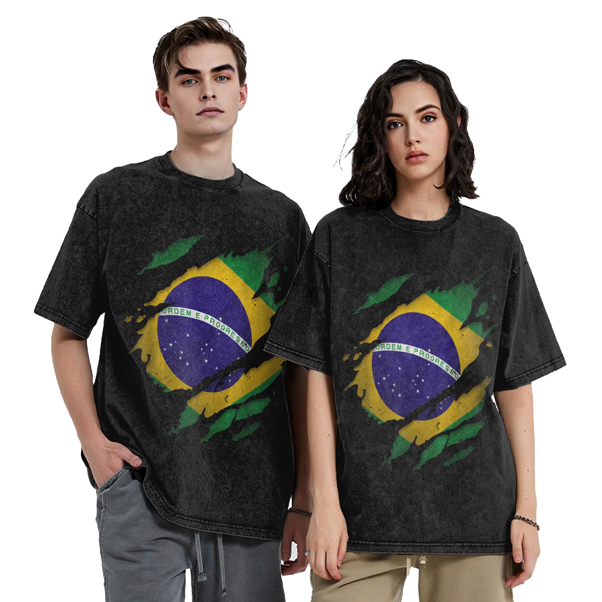 ブラジルブラジル国旗ウォッシュド Tシャツストリートファッシ - Street Fashion Brazil のレビューと価格