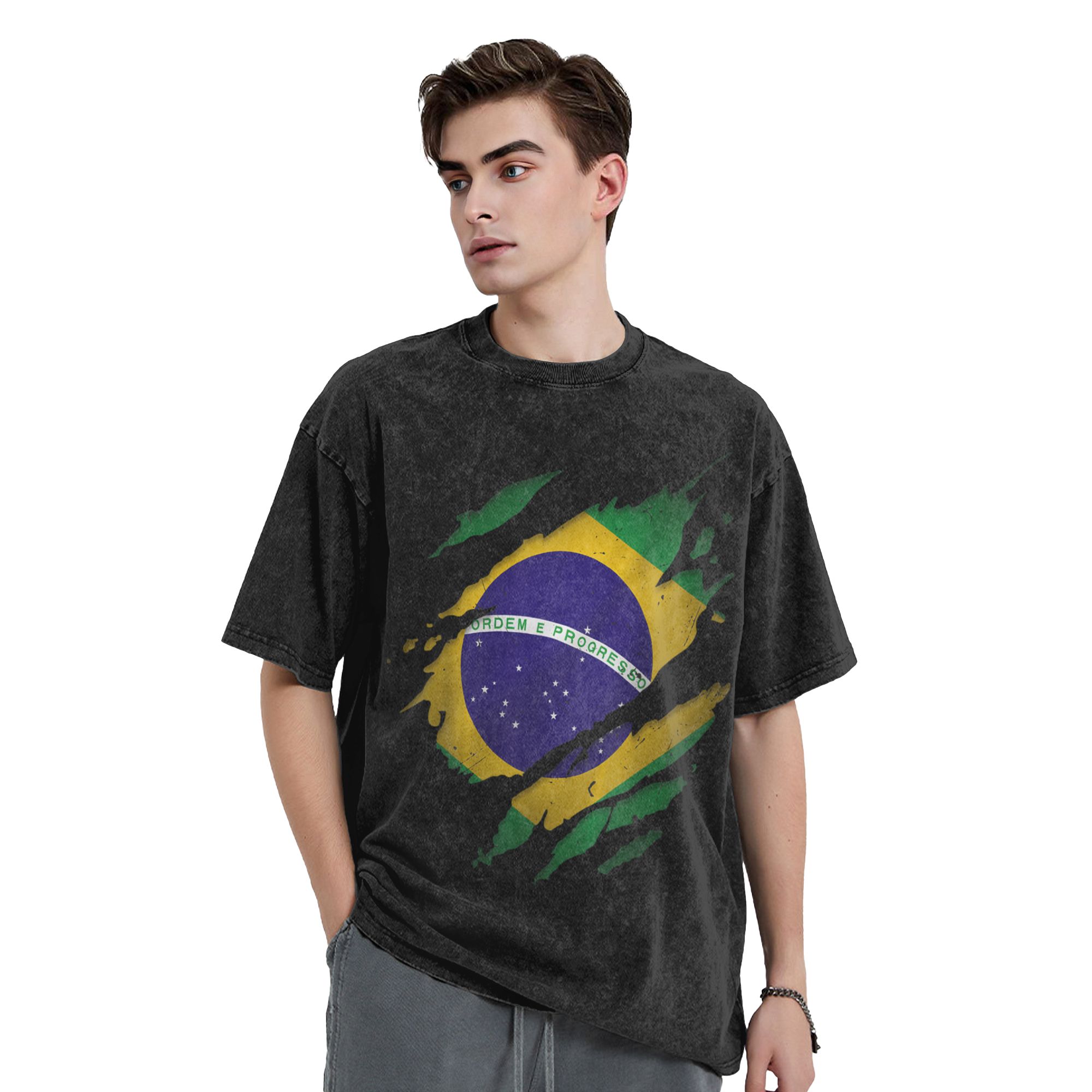 ブラジルブラジル国旗ウォッシュド Tシャツストリートファッシ - Street Fashion Brazil のレビューと価格