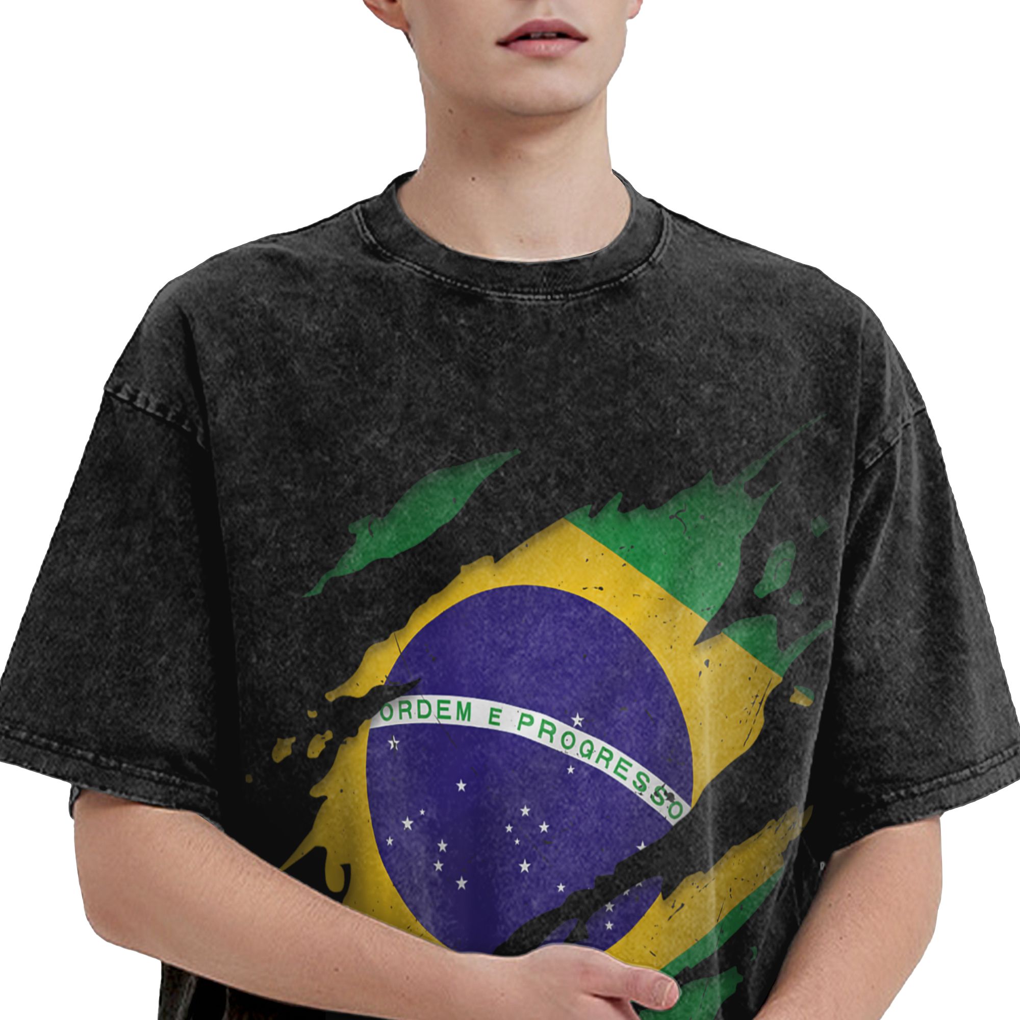 ブラジルブラジル国旗ウォッシュド Tシャツストリートファッシ - Street Fashion Brazil のレビューと価格
