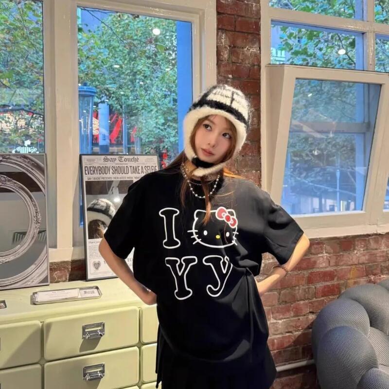半袖サンリオ夏用純綿ユニセックスTシャツハローキティトレンデ - Street Fashion Jersey のレビューと価格
