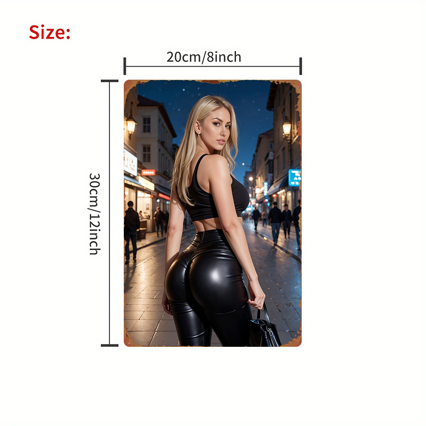 夜の街並みに映るファッショナブルな女性を描いたサイン1枚、金 - Fashion Street Night のレビューと価格