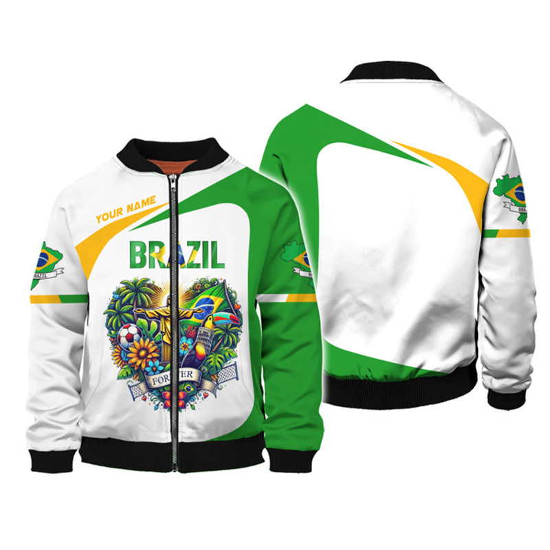 男性と女性のためのブラジルの国章プリントジャケット,3Dプリ - Street Fashion Brazil のレビューと価格