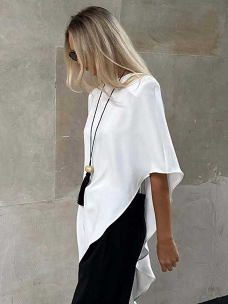 トレンドキシ ホワイト アシンメトリープルオーバートップス  - Street Fashion Fall 2025 のレビューと価格