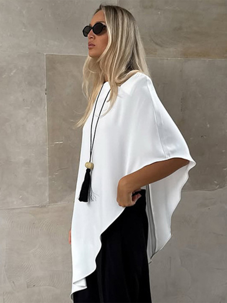 トレンドキシ ホワイト アシンメトリープルオーバートップス  - Street Fashion Fall 2025 のレビューと価格