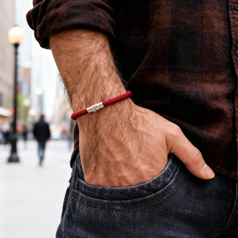 手作り織りグレード A ストリングブレスレット男性磁気バック - Street Fashion In Milan のレビューと価格